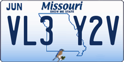 MO license plate VL3Y2V