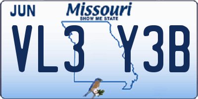 MO license plate VL3Y3B