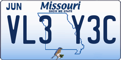 MO license plate VL3Y3C