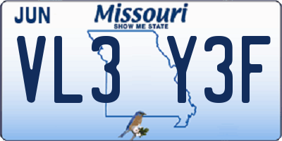 MO license plate VL3Y3F