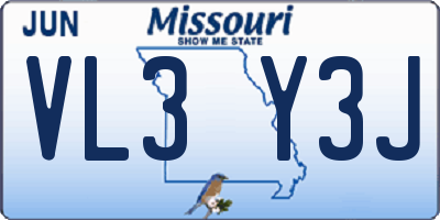 MO license plate VL3Y3J