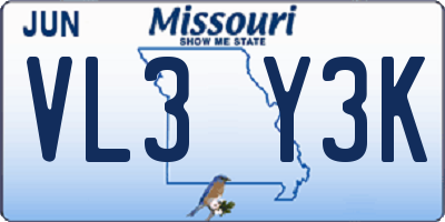 MO license plate VL3Y3K