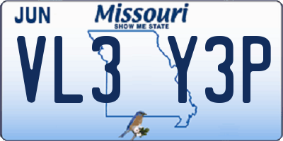 MO license plate VL3Y3P