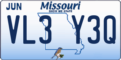 MO license plate VL3Y3Q
