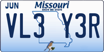 MO license plate VL3Y3R
