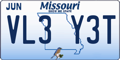 MO license plate VL3Y3T