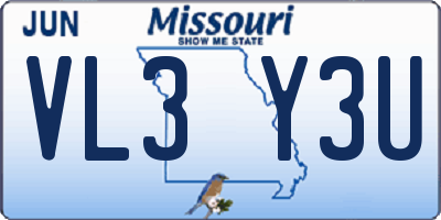 MO license plate VL3Y3U