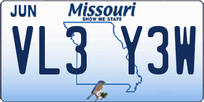 MO license plate VL3Y3W