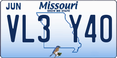 MO license plate VL3Y4O