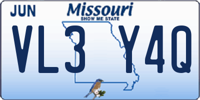 MO license plate VL3Y4Q