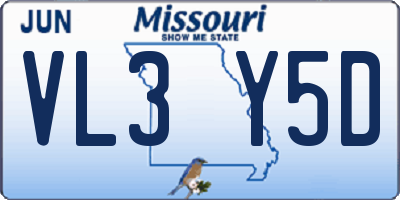 MO license plate VL3Y5D