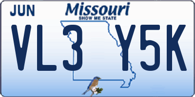 MO license plate VL3Y5K