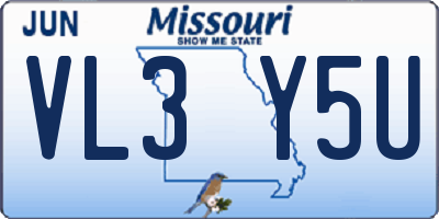 MO license plate VL3Y5U