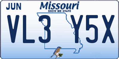MO license plate VL3Y5X