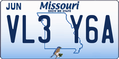 MO license plate VL3Y6A