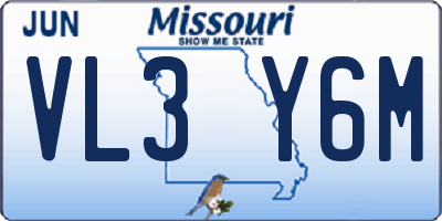 MO license plate VL3Y6M