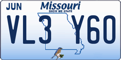 MO license plate VL3Y6O