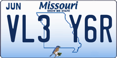 MO license plate VL3Y6R
