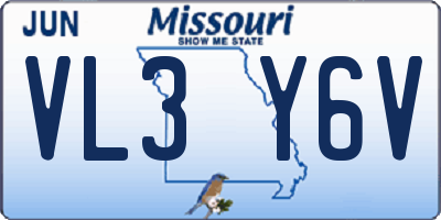 MO license plate VL3Y6V