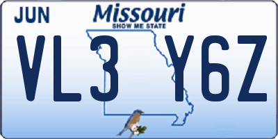 MO license plate VL3Y6Z