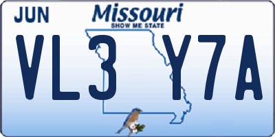 MO license plate VL3Y7A