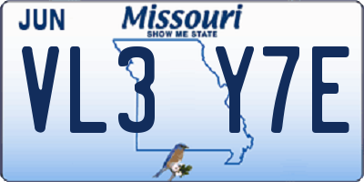 MO license plate VL3Y7E