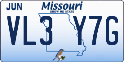 MO license plate VL3Y7G