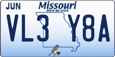 MO license plate VL3Y8A