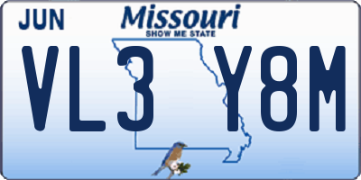 MO license plate VL3Y8M