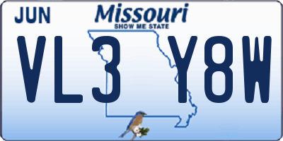 MO license plate VL3Y8W