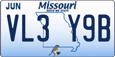 MO license plate VL3Y9B