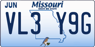 MO license plate VL3Y9G