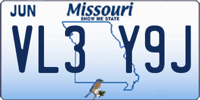 MO license plate VL3Y9J