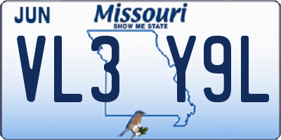 MO license plate VL3Y9L
