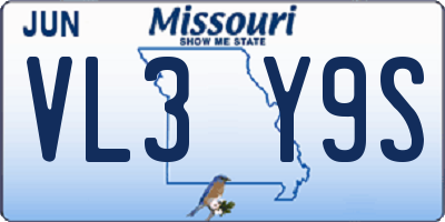 MO license plate VL3Y9S