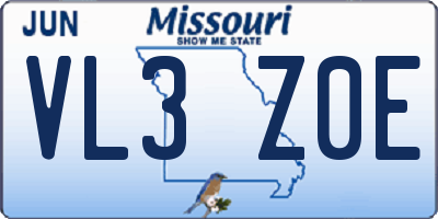 MO license plate VL3Z0E