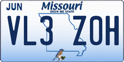 MO license plate VL3Z0H