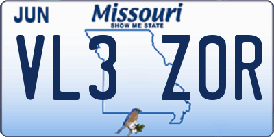 MO license plate VL3Z0R