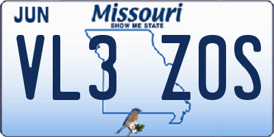 MO license plate VL3Z0S