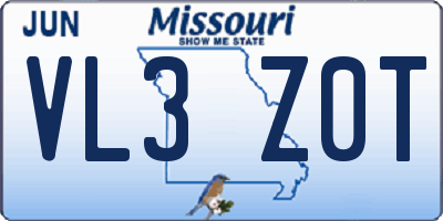 MO license plate VL3Z0T