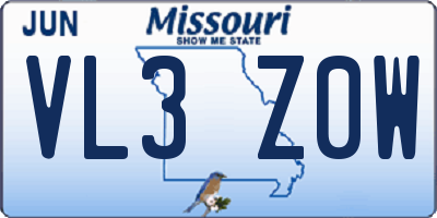 MO license plate VL3Z0W