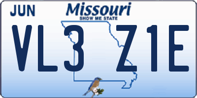 MO license plate VL3Z1E