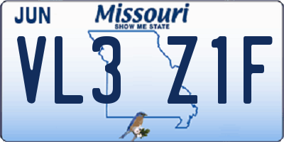 MO license plate VL3Z1F