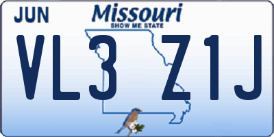 MO license plate VL3Z1J