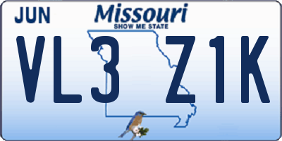MO license plate VL3Z1K