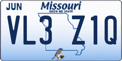 MO license plate VL3Z1Q