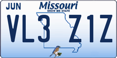 MO license plate VL3Z1Z