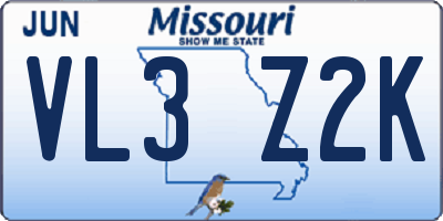 MO license plate VL3Z2K