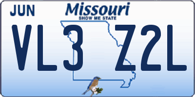 MO license plate VL3Z2L