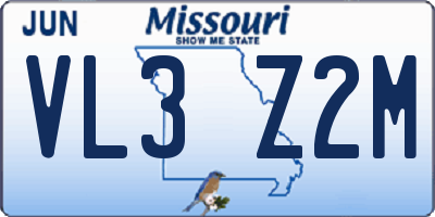 MO license plate VL3Z2M